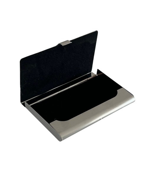 Billede af Visitkortetui/Name MEGA card holder stål/steel - 41 gram m/ sort filt